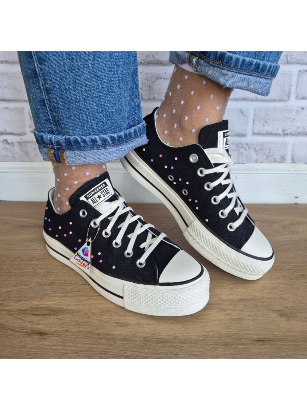 ⭐Converse Chuck Lift Platform Mini Studs Sz 8 Womens shoes Sneaker Black A19141C